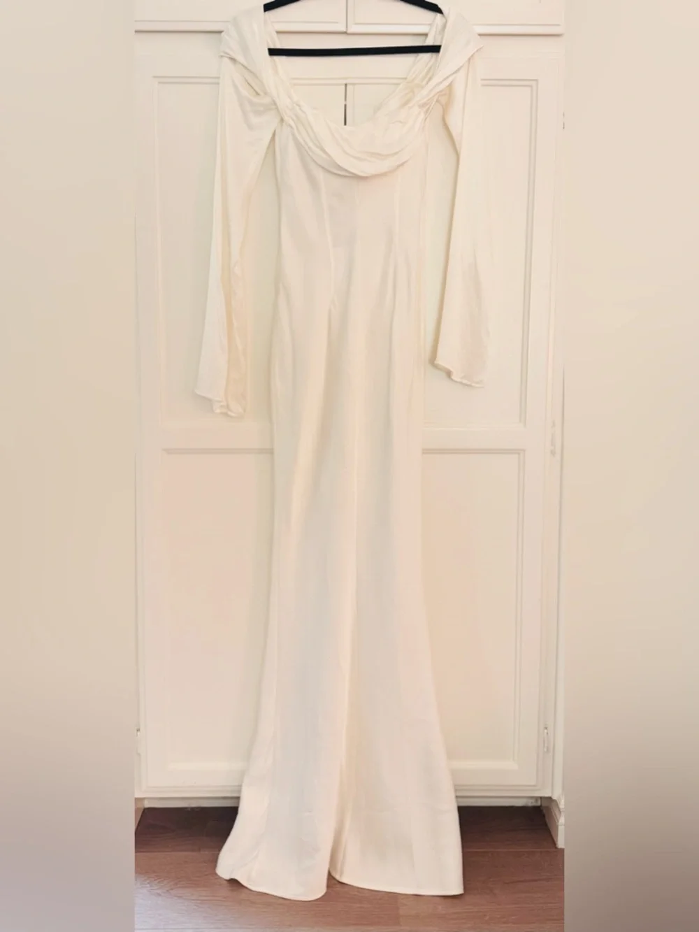 Meshki Giselle Off Shoulder Cowl Neck Maxi Dress - White